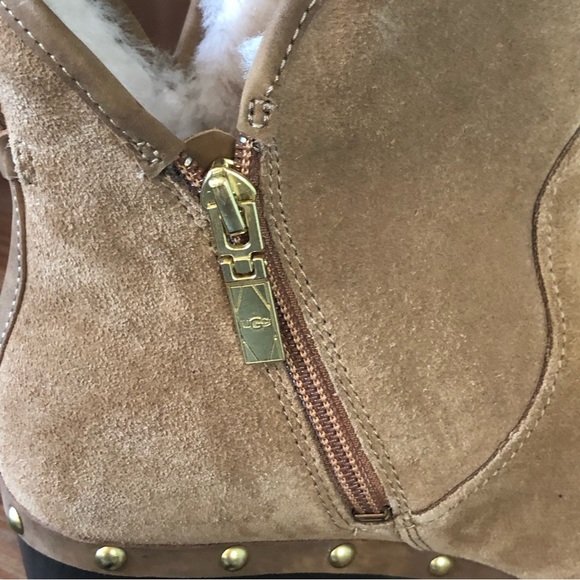 UGG Cam II Suede / Sheepskin Clog Heel Ankle Booties Boots Chestnut US 9… - Picture 9 of 13